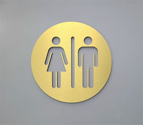 restroom door sign metal unisex bathroom sign gold all gender restroom male and fimale toilet