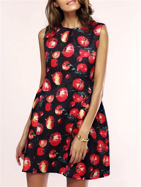 [17 off] 2021 trendy tomato print sleeveless dress for women in wine red dresslily