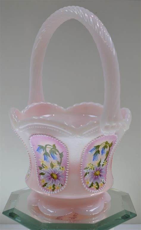 Fenton Basket 7 5 Inch Medallion Rosalene Wildflower Collage Ooak Freeusaship Ebay Fenton