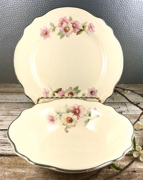 Homer Laughlin Virginia Rose Plate Andor Bowl Vintage Pink Etsy