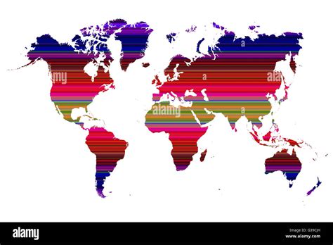 Map Of The World With Colourful Stripes Stock Photo Alamy