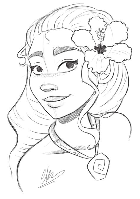 A sketch inspired by moana, from the next disney movie. ArtStation - Moana, Charlotte Lebreton