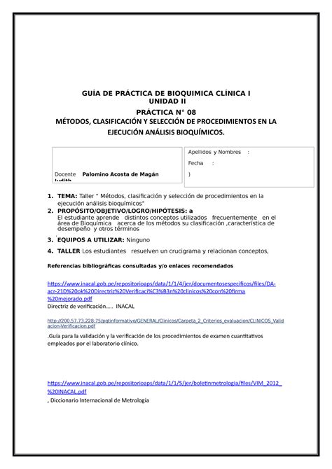 Pr Ct Pr C Bioq Cl N I Bios Biquimica Clinica Ciclo