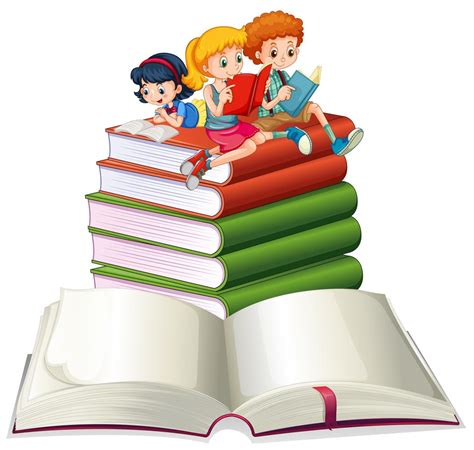 Niño Y Niñas Leyendo Libros 418085 Vector En Vecteezy