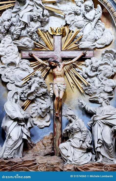 Jesus Christ Crucified Baroque Front View Stock Photo Image Of