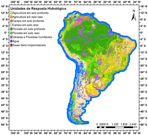 Simplified Hydrological Response Units Map For South America Large Scale Hydrology