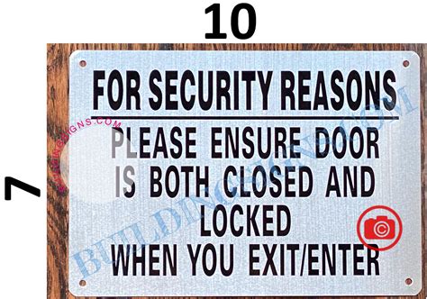 For Security Reasons Please Ensure Door Is Both Closed And Locked