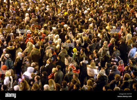London Crowd People Masses Mass Crowded Packed New Years Eve Night Evening Colour Color