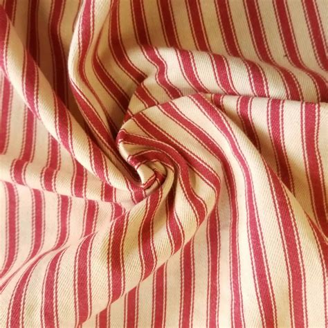 Ticking Stripe Red Fabric Traditional Striped Ticking Fabric Online