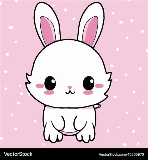 Cute Rabbit Rabbit Kawaii Chibi Drawing Style Vector Image
