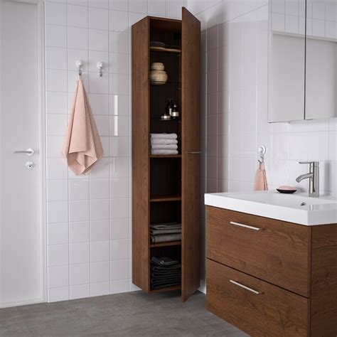 Godmorgon Brown Stained Ash Effect High Cabinet 40x32x192 Cm Ikea