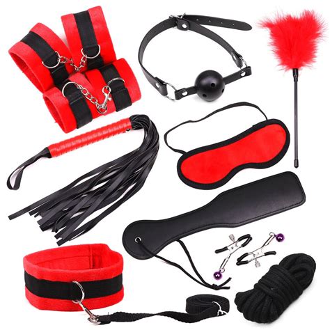 10 Pcs Set Bondage Fetish Kit Restraints Collar Slave Sex Toys For Woman Handcuffs Ball Gag Mask
