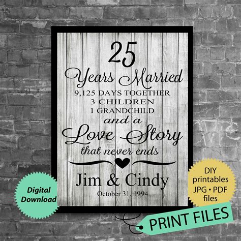 Finding the perfect 25th wedding anniversary gift for your husband shouldn't be all that difficult either. 25th Anniversary Gift Anniversary Gift for Husband and ...
