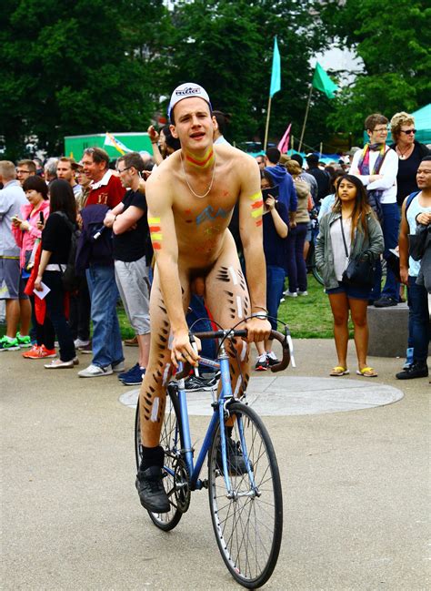 Public Naked Boy On The Bike