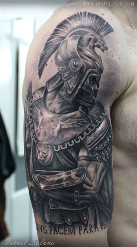 These are usually large pieces that cover most of the shoulder and sometimes ajoining parts of the body, including the arm, chest, neck, and back. Gladiator | Gladiator tattoo, Fighter tattoo, Spartan tattoo
