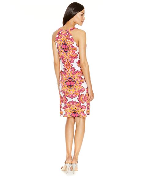 Lyst Inc International Concepts Embellished Printed Halter Dress In Pink
