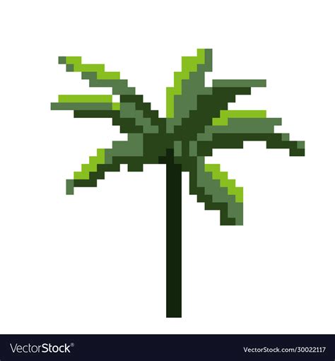 Palm Tree Isolated On White Pixel Art Royalty Free Vector