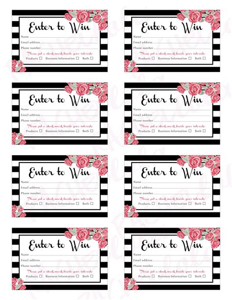 Printable Raffle Ticket Template Door Prize Entry Form Enter To Win