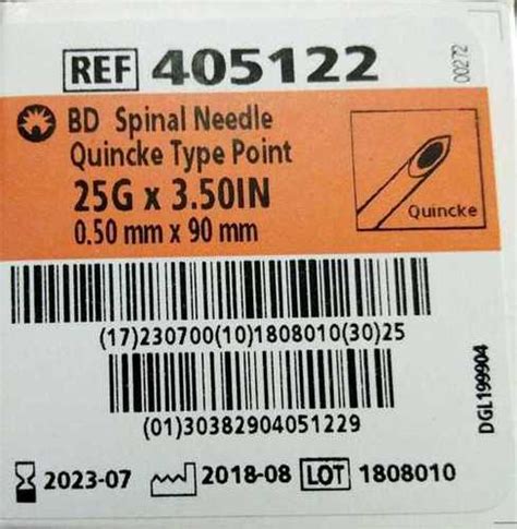 Silver Bd Spinal Needle Quincke Type Point 25g At Best Price In Delhi