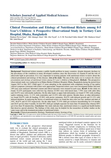Pdf Clinical Presentation And Etiology Of Nutritional Rickets Among 0