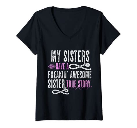 Womens My Sister Has A Awesome Sister Funny Sibling T