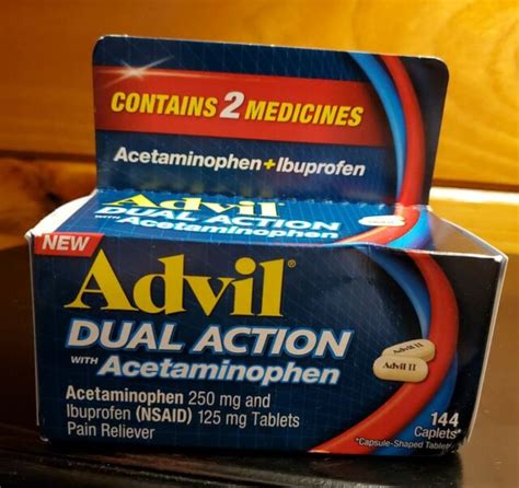 Advil Dual Action With Acetaminophen Pain Reliever 144 Caplets For Sale