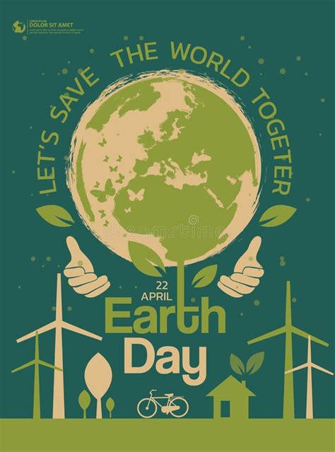 Happy Earth Day Poster Design Template Stock Vector Illustration Of