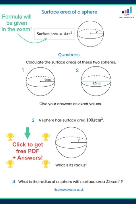 Surface Area Of A Sphere Worksheet In 2020 Studying Math Mathematics