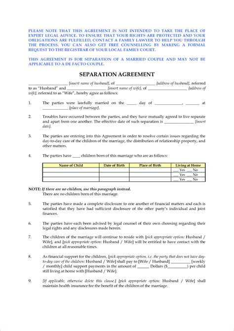 The agreement holds each other harmless for any activities that may have occurred during the. Free Separation Agreement Template Rare Ideas Ontario Pdf Nc Within Separation Financial Ag… in ...