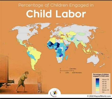 World Map Depicting Child Labor Percentage Around The World Answers