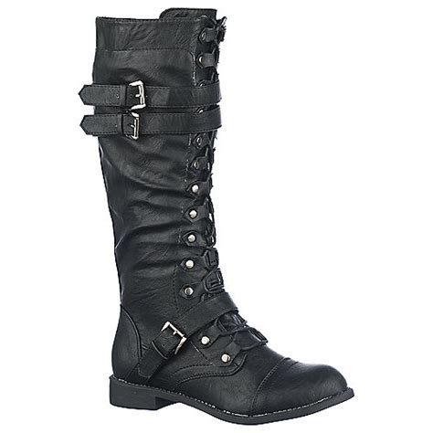 shiekh soldier women s black low heel combat boots shiekhshoes