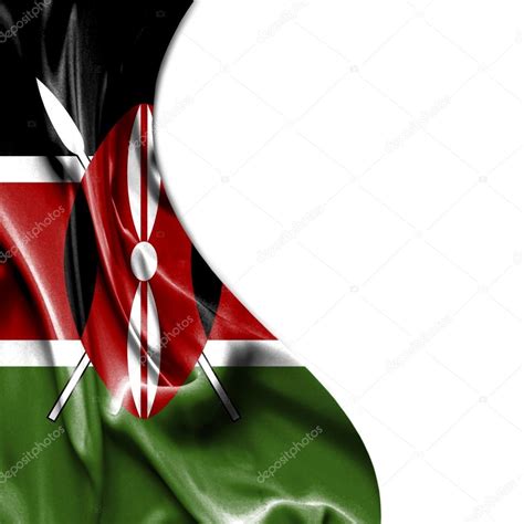 Kenya Waving Satin Flag Isolated On White Background Stock Photo By