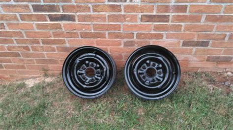 65 66 Ford Mustang Pair Of Aftermarket Chrome Steel Rims 4 Lug 6