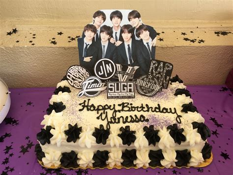 Bangtan boys bts edible image cake topper decoration. Black and white bts cake | Bts birthdays, Bts cake, Birthday parties