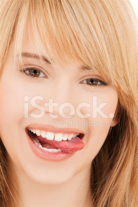 Tienermeisje Haar Tong Uitsteekt Stockfotos Freeimages