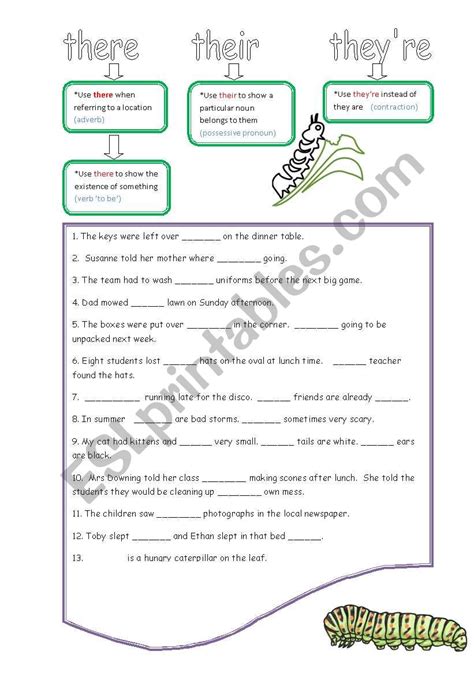 There Their They´re Esl Worksheet By Ledwa41