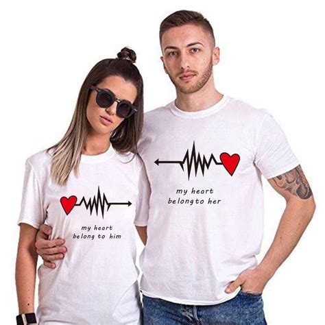 Couple Shirts My Heart Belong To Him Or Her Couple Shirts Couple T