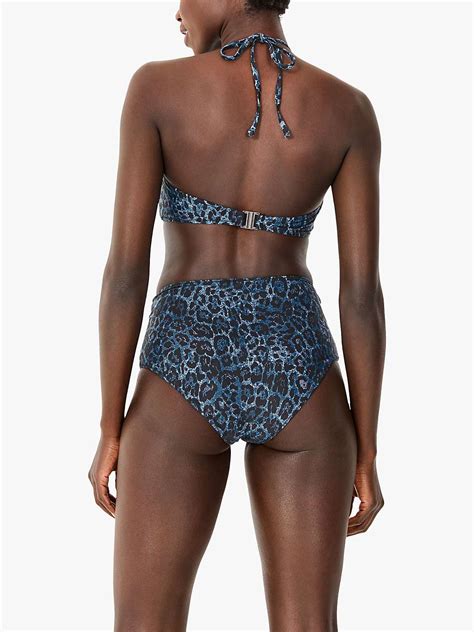 Hush Leopard Print High Waist Reversible Bikini Bottoms Blueblack At