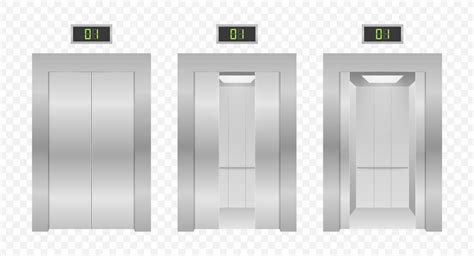 Elevator Doors Closing And Opening Lift Metallic In Office Building Vector Stock Illustration