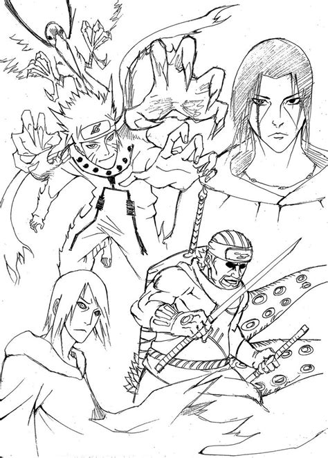 Naruto Kyuubi Mode Drawing Sketch Coloring Page