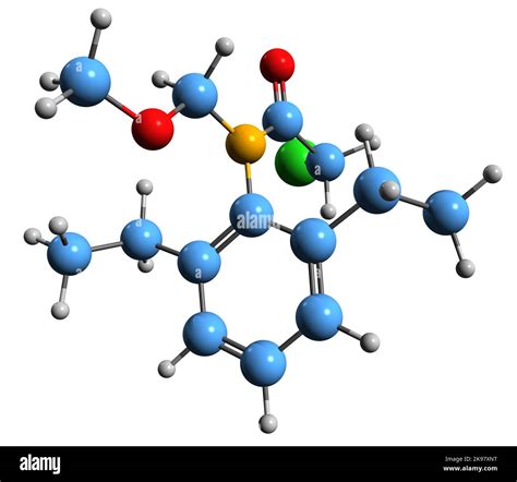3d Imagen De La Fórmula Esquelética De Alachlor Estructura Química