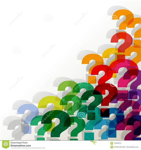 Question Marks Colorful Transparent In The Corner On A White Background