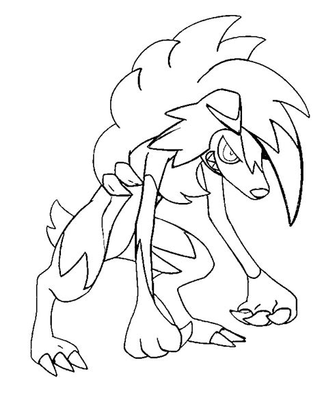 Coloring page Pokémon Sun and Moon Lycanroc midnight form 47