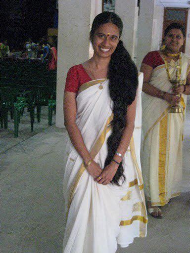 Indian Long Hair Girls Kerala Women In Traditional Saree