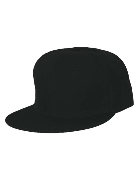 Plain Fitted Flat Bill Hat Black 6 78