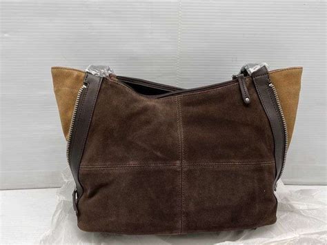 Brown Tignanello Genuine Leather Suede Large Size Handbag Purse
