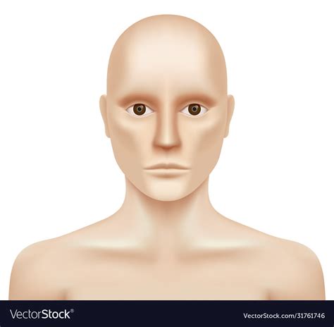 White Naked Hairless Man Looking At Camera Vector Image