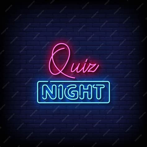 Premium Vector Neon Sign Quiz Night With Brick Wall Background Vector
