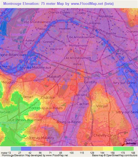 Elevation Of Montrougefrance Elevation Map Topography Contour