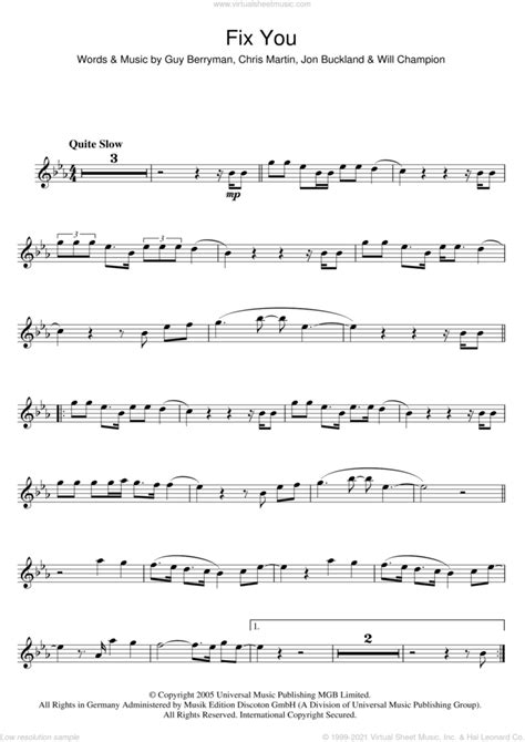 Fix You Sheet Music For Flute Solo Pdf Interactive